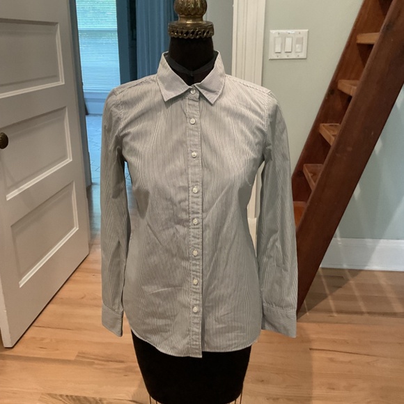 J Crew Factory Black White Striped Button Down Shirt Size XS - Picture 2 of 5